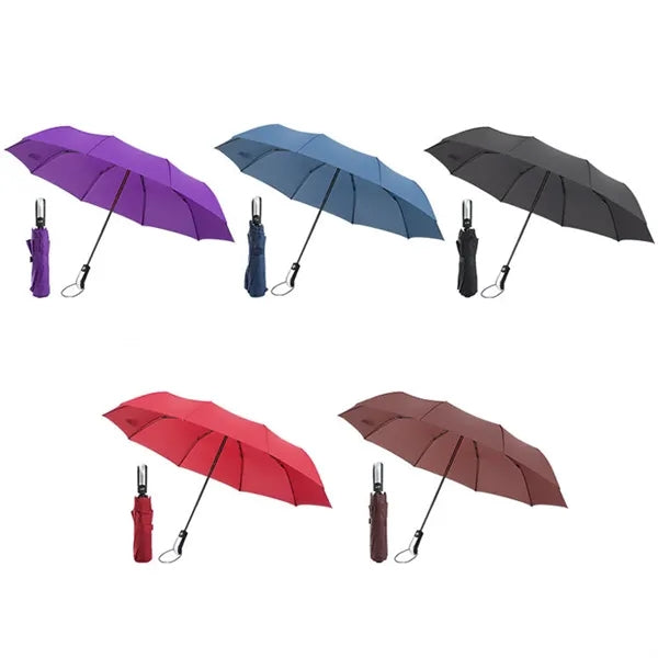 Auto Open & Close Collapsible 10 Ribs Travel Umbrella