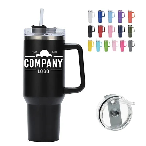 Insulated 40 Oz Tumbler With Handle And Straw Lid