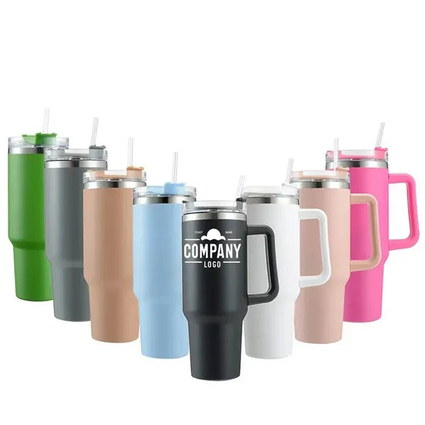 Insulated 40 Oz Tumbler With Handle And Straw Lid
