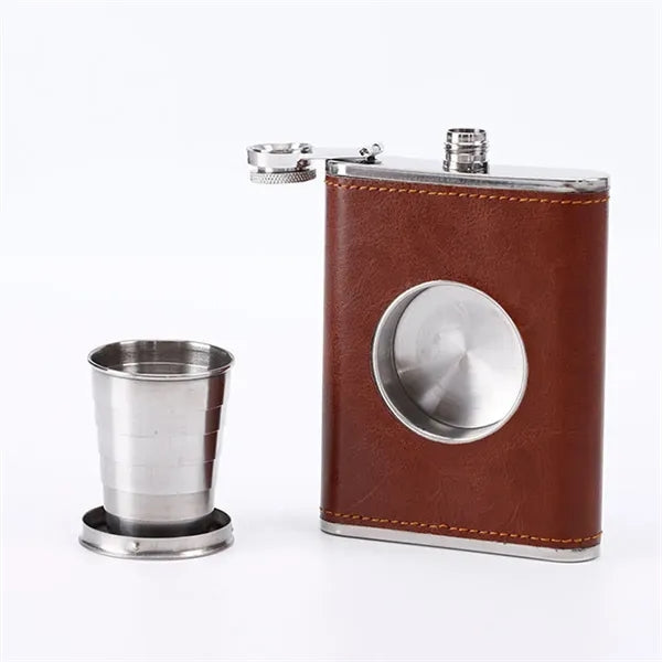 Stainless Steel Hip Flask With Collapsible Shot Glass