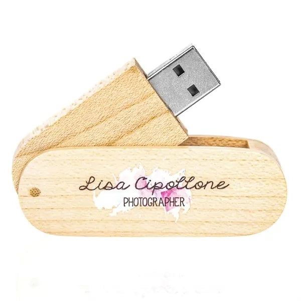Custom Wood Swivel USB Flash Drives