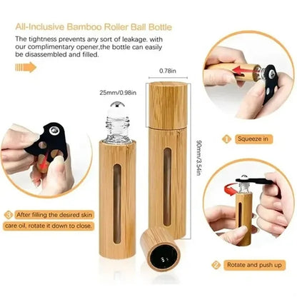 Bamboo Empty Essential Oil Roller Bottle