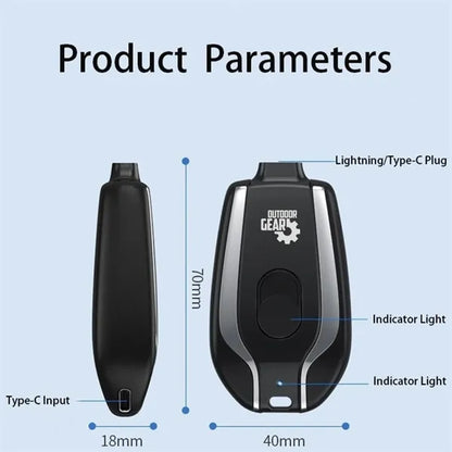1500mAh Power Bank with Keychain for iPhone