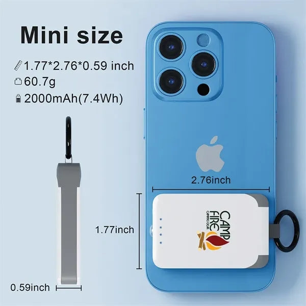 2000mAh Keychain Power Bank with Flashlight