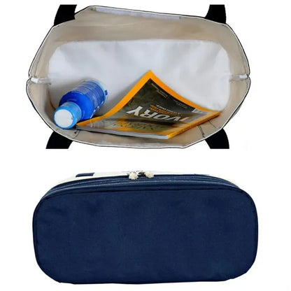 Canvas Tote Bag with Insulated Cooler Compartment