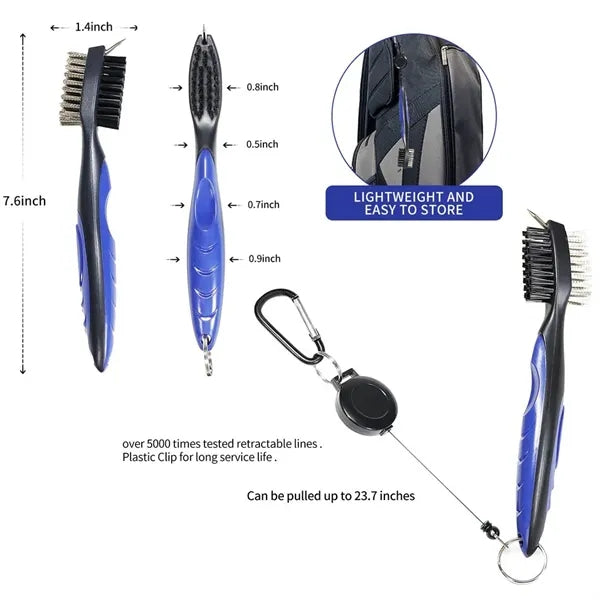 Golf Club Brush and Groove Cleaner with Carabiner