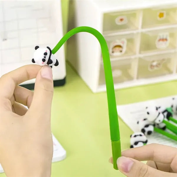 Flexible Silicone Cartoon Panda Ballpoint Pen For Gift