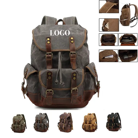 Stylish Waterproof Waxed Canvas Travel Drawstring Backpack