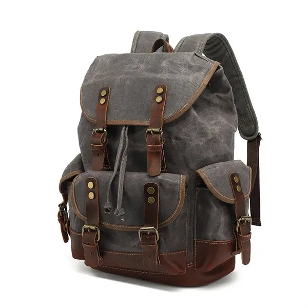 Stylish Waterproof Waxed Canvas Travel Drawstring Backpack