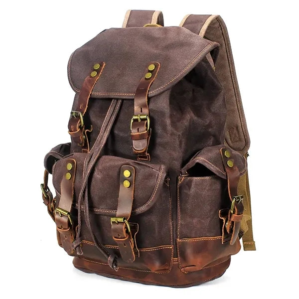 Stylish Waterproof Waxed Canvas Travel Drawstring Backpack
