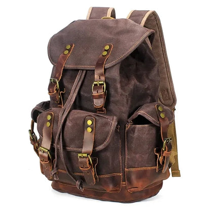 Stylish Waterproof Waxed Canvas Travel Drawstring Backpack