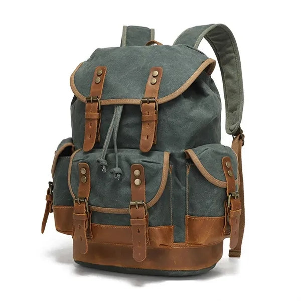 Stylish Waterproof Waxed Canvas Travel Drawstring Backpack