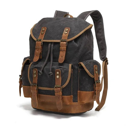 Stylish Waterproof Waxed Canvas Travel Drawstring Backpack