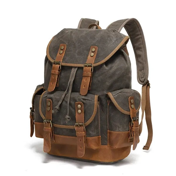 Stylish Waterproof Waxed Canvas Travel Drawstring Backpack
