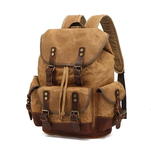 Stylish Waterproof Waxed Canvas Travel Drawstring Backpack