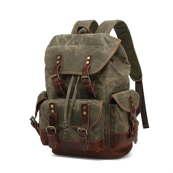 Stylish Waterproof Waxed Canvas Travel Drawstring Backpack