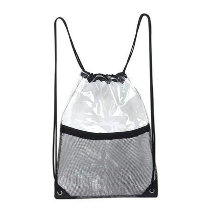 PVC Stadium Drawstring Backpack W/ Mesh Pocket 17" x 14"