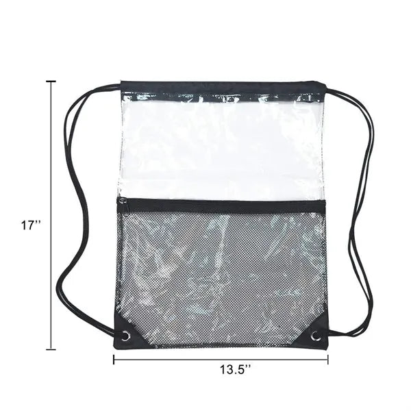 PVC Stadium Drawstring Backpack W/ Mesh Pocket 17" x 14"
