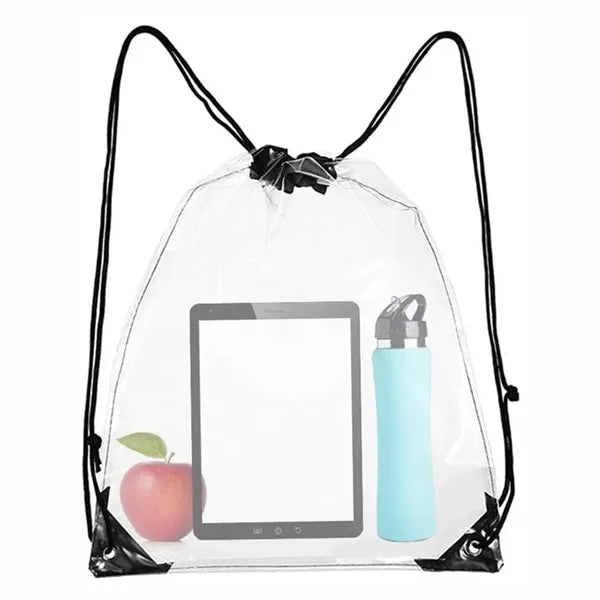PVC Stadium Drawstring Backpack W/ Mesh Pocket 17" x 14"