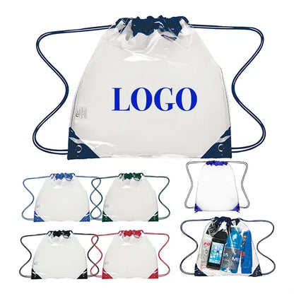 Clear PVC Stadium Drawstring Backpack Cinch Bag 17" x 13.5"