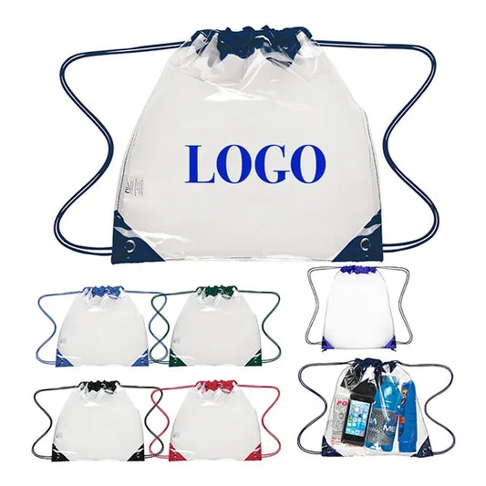 Clear PVC Stadium Drawstring Backpack Cinch Bag 17" x 13.5"