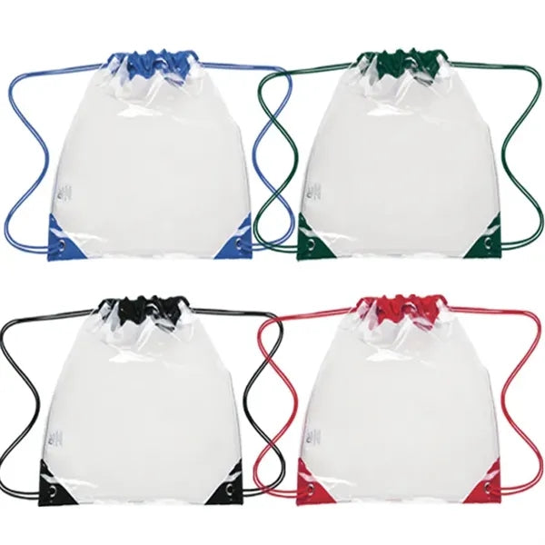 Clear PVC Stadium Drawstring Backpack Cinch Bag 17" x 13.5"