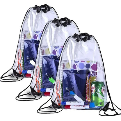 Clear PVC Stadium Drawstring Backpack Cinch Bag 17" x 13.5"