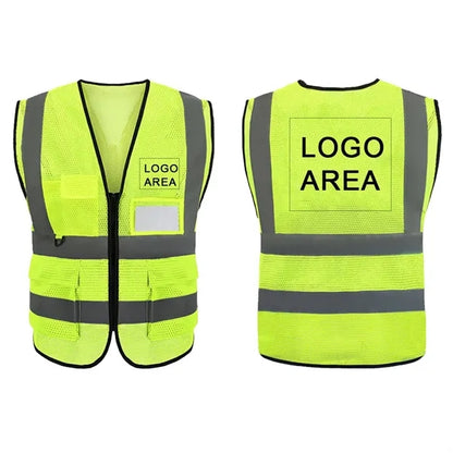 Mesh Reflective Tape Safety Vest With 4 Pockets