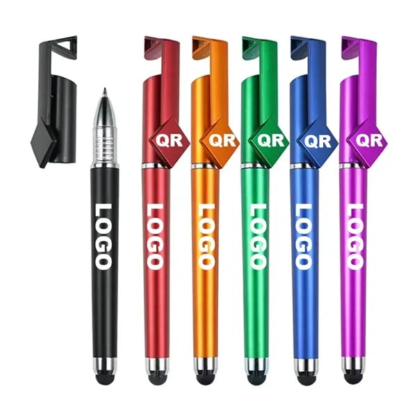Custom Stylus Ballpoint Pen With Phone Stand & Qr Code