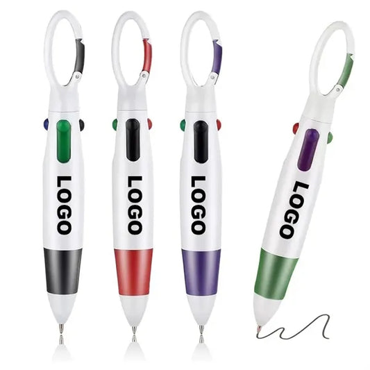 Multicolour Ballpoint Pens With Retractable Buckle Keychain