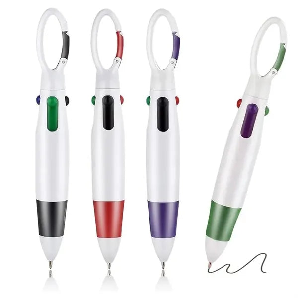 Multicolour Ballpoint Pens With Retractable Buckle Keychain