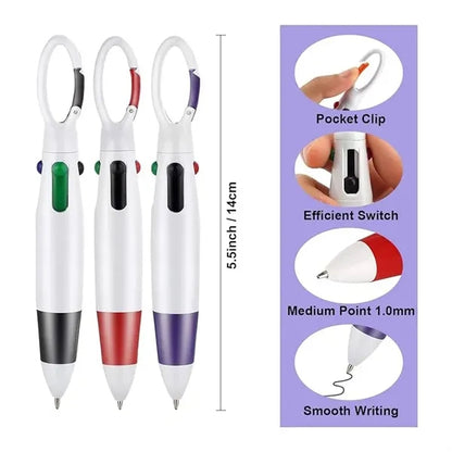 Multicolour Ballpoint Pens With Retractable Buckle Keychain