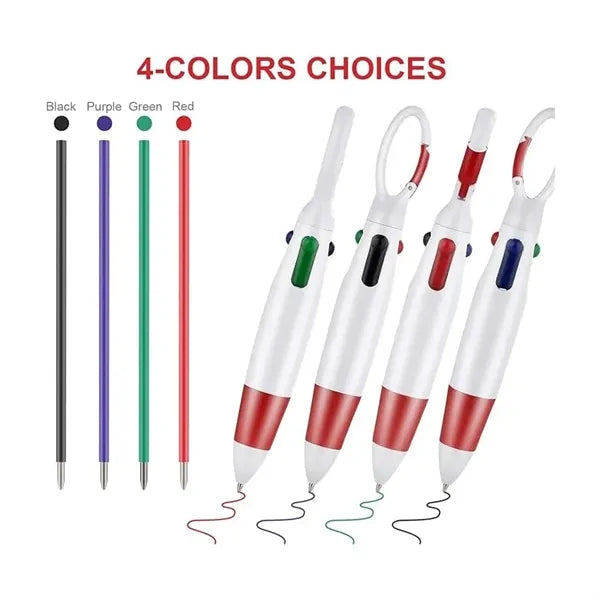 Multicolour Ballpoint Pens With Retractable Buckle Keychain