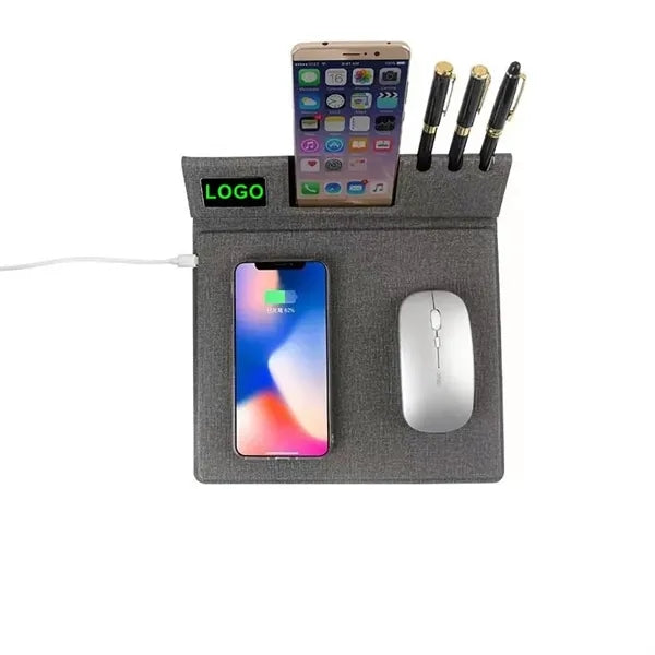 15W Wireless Chargering Mouse Pad With Pen Holder