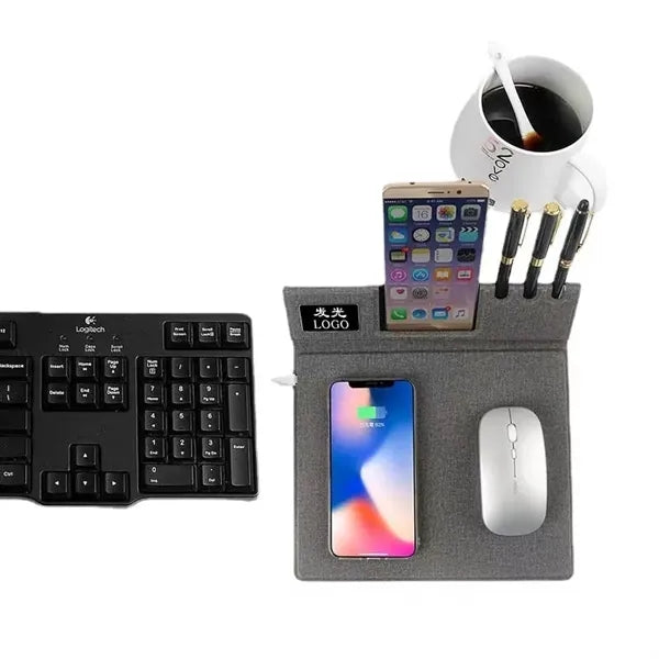 15W Wireless Chargering Mouse Pad With Pen Holder