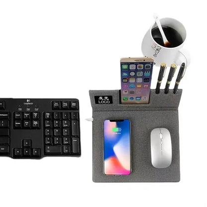 15W Wireless Chargering Mouse Pad With Pen Holder
