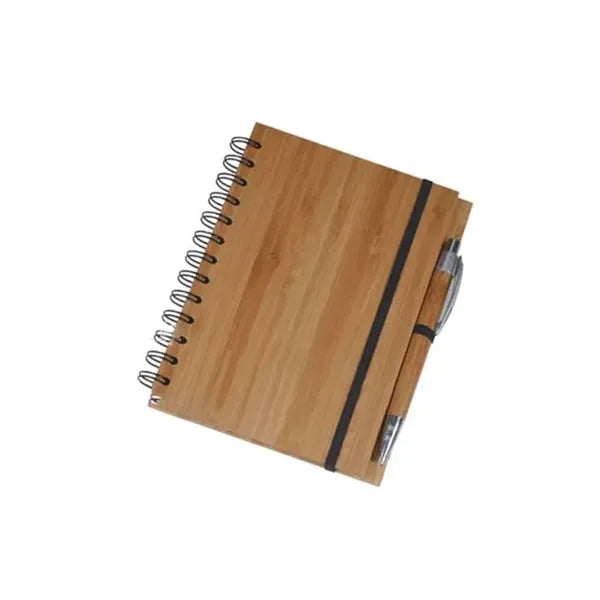 Bamboo Cover Recycled Paper Notebook With Pen