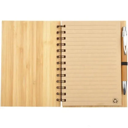 Bamboo Cover Recycled Paper Notebook With Pen