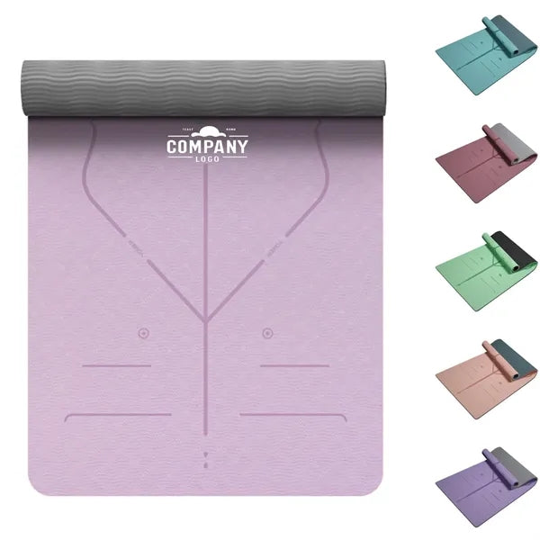 Thick Yoga Mat With Position Lines And Texture Surface