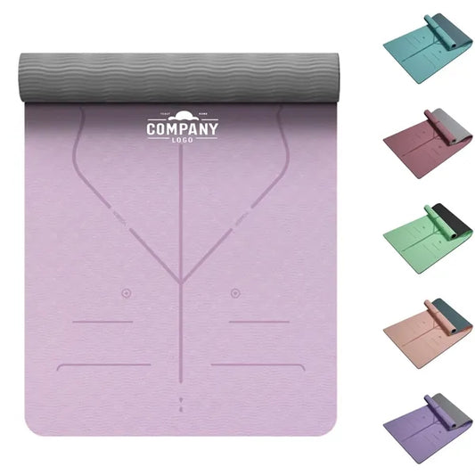 Thick Yoga Mat With Position Lines And Texture Surface