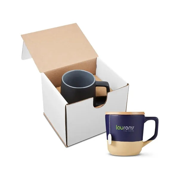16.5oz Boston Ceramic Mug With Wood Lid In Mailer