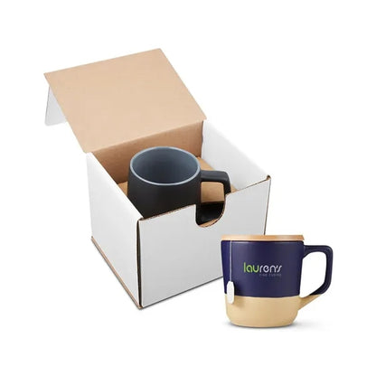 16.5oz Boston Ceramic Mug With Wood Lid In Mailer