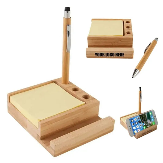 Bamboo Desk Organizer With Mobile Holder