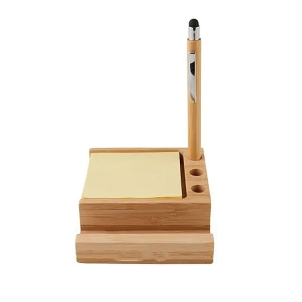Bamboo Desk Organizer With Mobile Holder