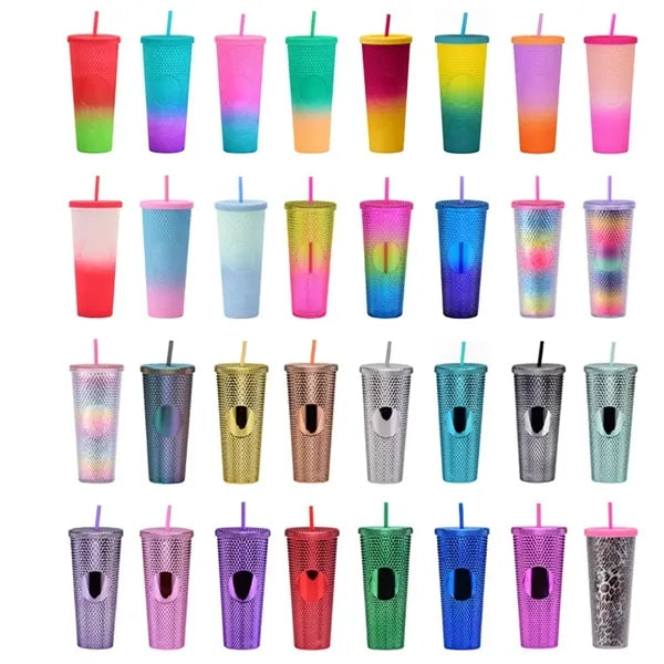 Double Walled Cups  Fully Studded Tumbler With Lid