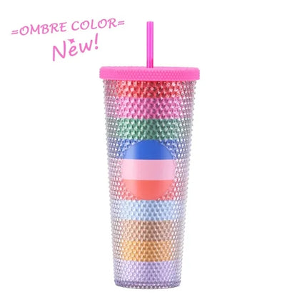 Double Walled Cups  Fully Studded Tumbler With Lid