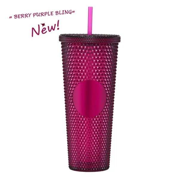Double Walled Cups  Fully Studded Tumbler With Lid