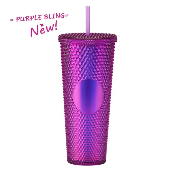 Double Walled Cups  Fully Studded Tumbler With Lid