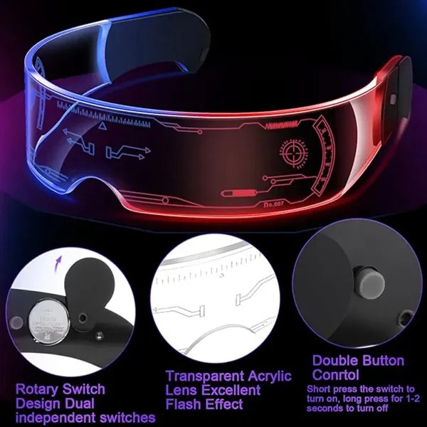 LED Visor Light Up Cyberpunk Luminous Glasses