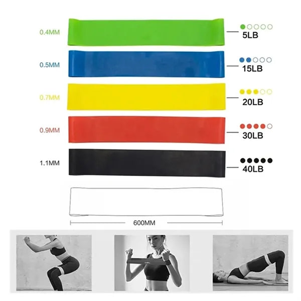 5pcs Resistance Loop Exercise Bands with Carry Bag